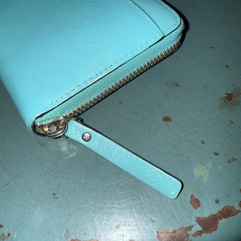 Kate Spade Teal Leather Wallet with Gold Polka Dots interior - Picture 4 of 9